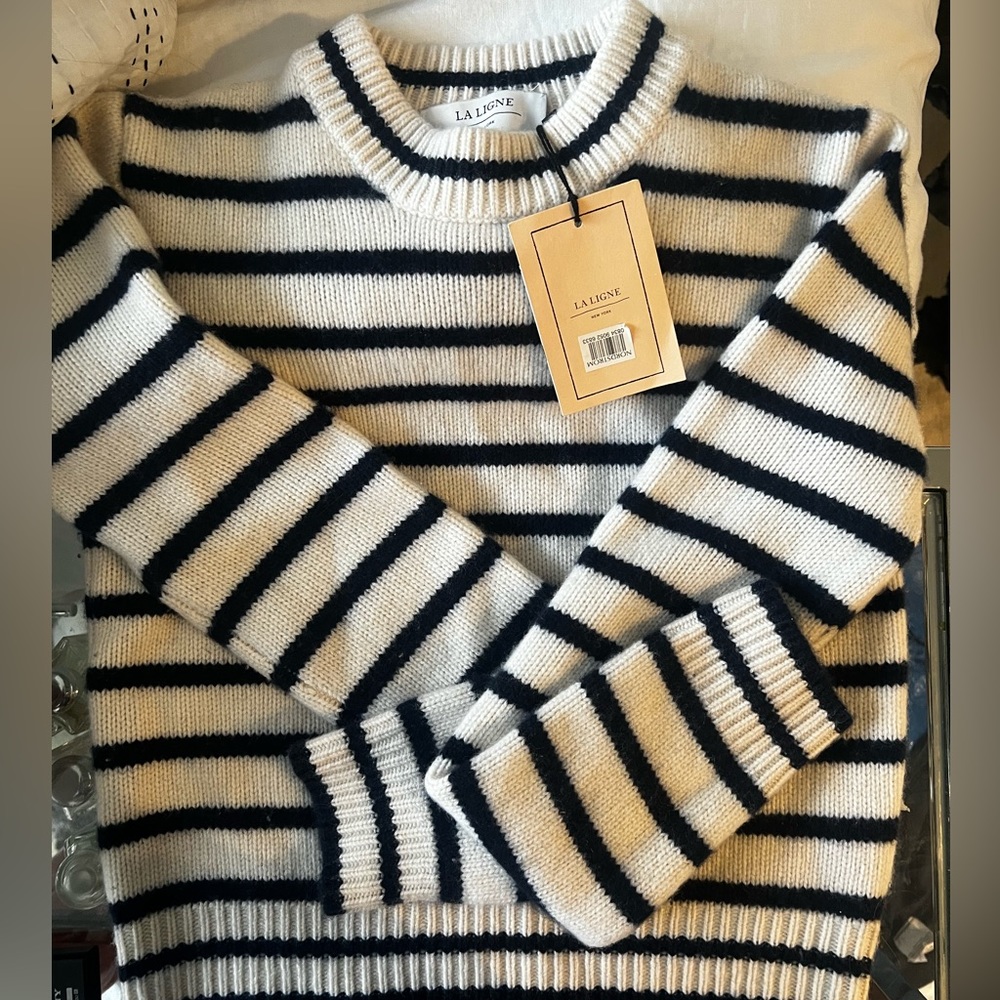 NWT, La Ligne Striped Sweater, 100% cashmere, Sold Out!
